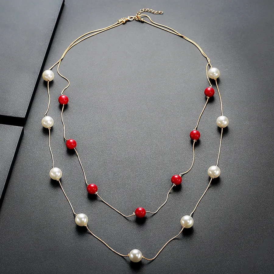 Ожерелье женское многослойное с искусственным жемчугом 4 цвета|choker necklace|pearl