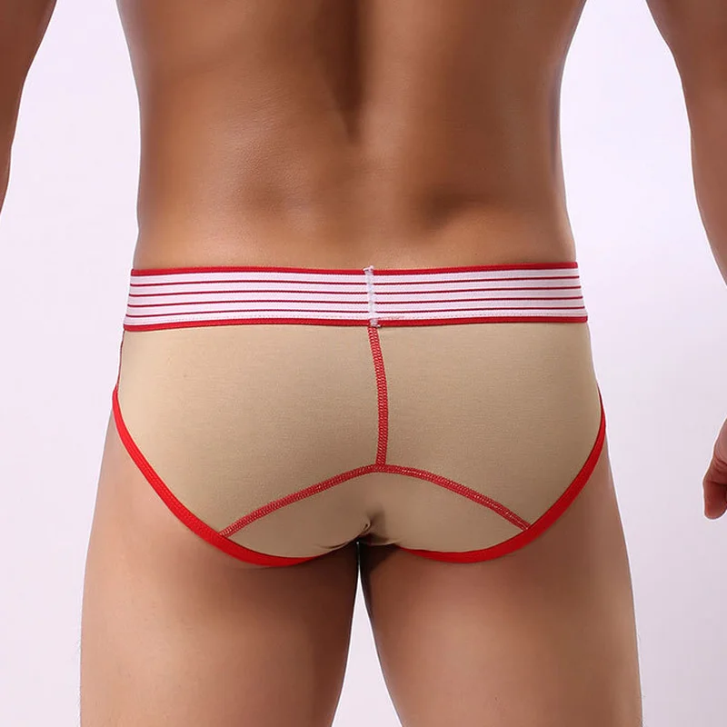 

Low Waist Sexy Men Underwear Striped Briefs Shorts U-convex Bulge Pouch Underpants Gay Briefs Bikini Male Cotton Sleepwear