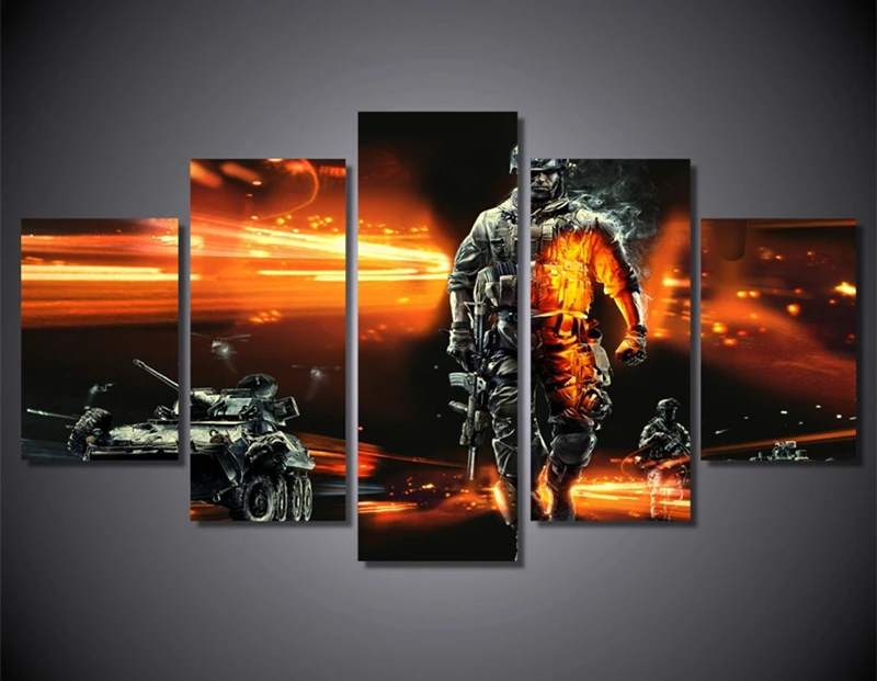 5 шт Wall Книги по искусству Battlefield солдаты Майки живопись кино Плакаты модульная