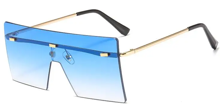 C2 gold blue Большие очки с плоским верхом модные брендовые дизайнерские женские негабаритные Квадратные Солнцезащитные очки градиентные синие розовые оттенки Lunette De Soleil - Цвет линз: C2 gold blue