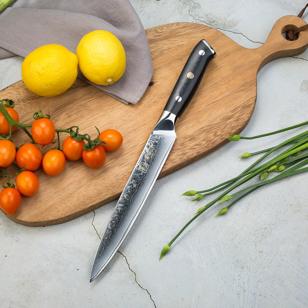 KEEMAKE 8 шт. набор кухонных ножей шеф-повара утилита Santoku стейк ножи дамаск VG10 стальное ядро острое лезвие G10 Ручка режущие инструменты