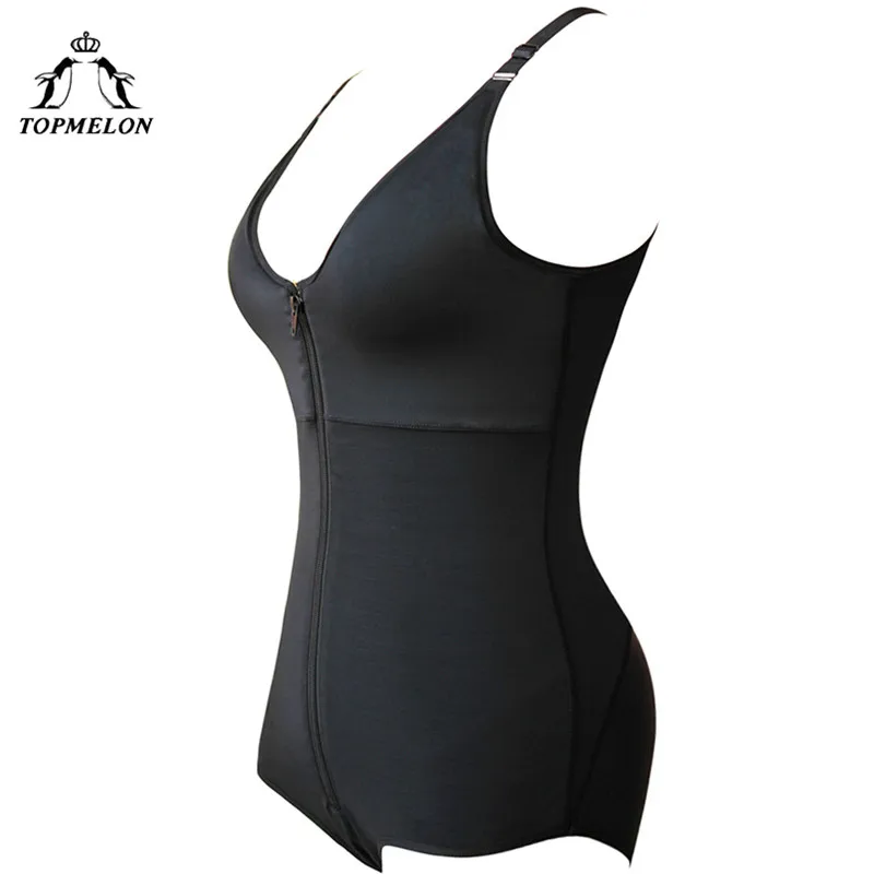 TOPMELON S-6XL женское нижнее белье, Корректирующее белье размера плюс на молнии спереди, триммеры для живота, Корректирующее белье черного и бежевого цвета