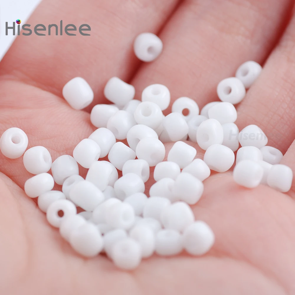 Hisenlee 4MM 50g (about 500pcs) White Czech Glass Seed Spacer Beads Austria Round Ceramic Texture Never Fade For Kid DIY | Украшения и