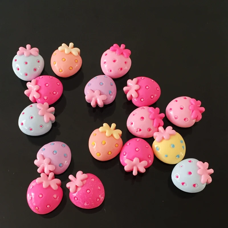 DIY13mm*15mm mixed color diy Christmas strawberry candy phone flat back craft paste button-200PCS/lot-S545*5 | Дом и сад