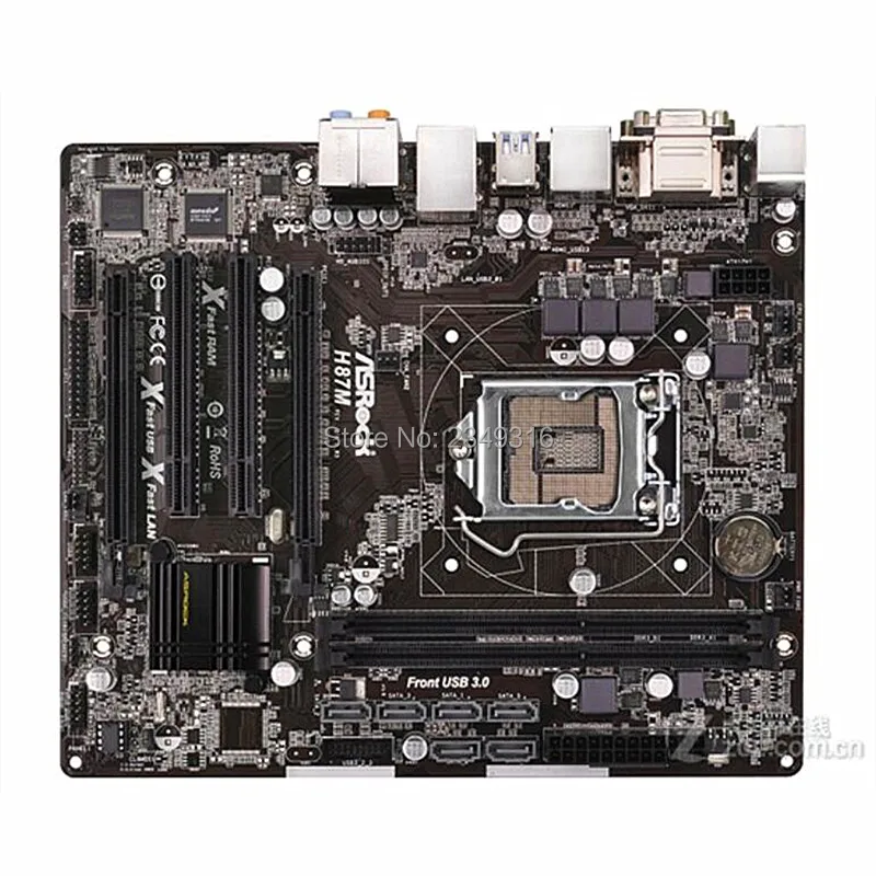 Б/у оригинальный слот LGA1150 H87 материнская плата для ASRock H87M настольная USB3.0 SATA3 DDR3 |