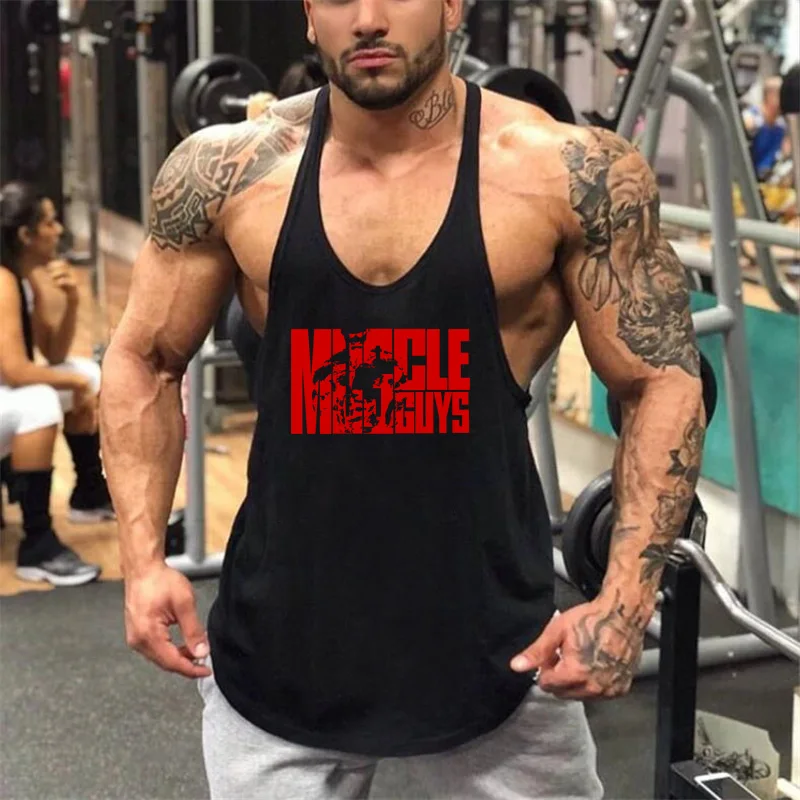 

Muscle guys Brand Gyms Stringer Tank Top Men Cotton Y back Sportwear Vest Fitness Clothing Canotta Bodybuilding sleeveless shirt