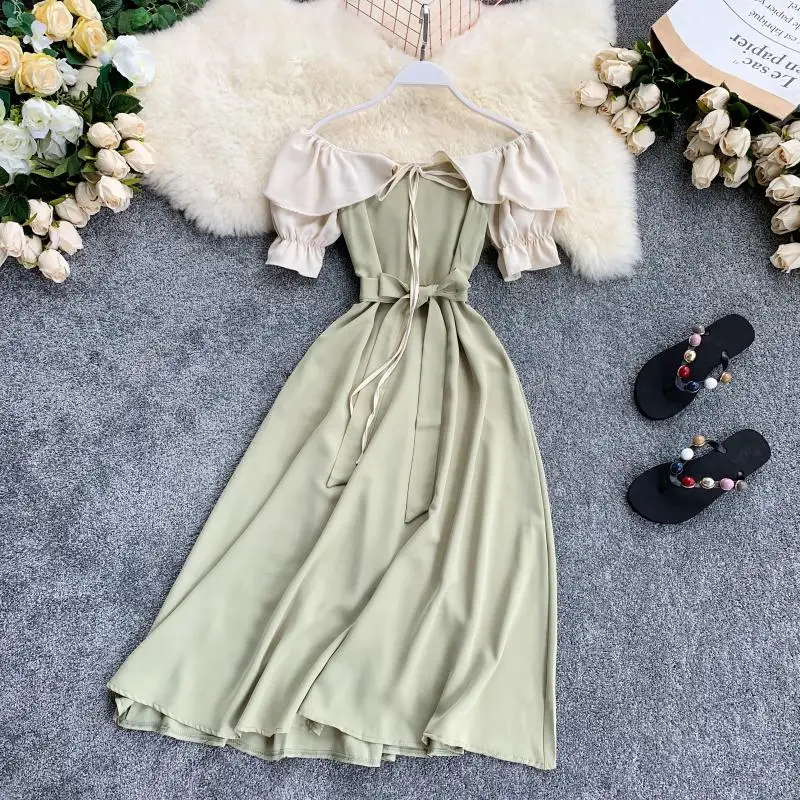 2019 новые модные женские платья с коротким рукавом платье воланами Женское