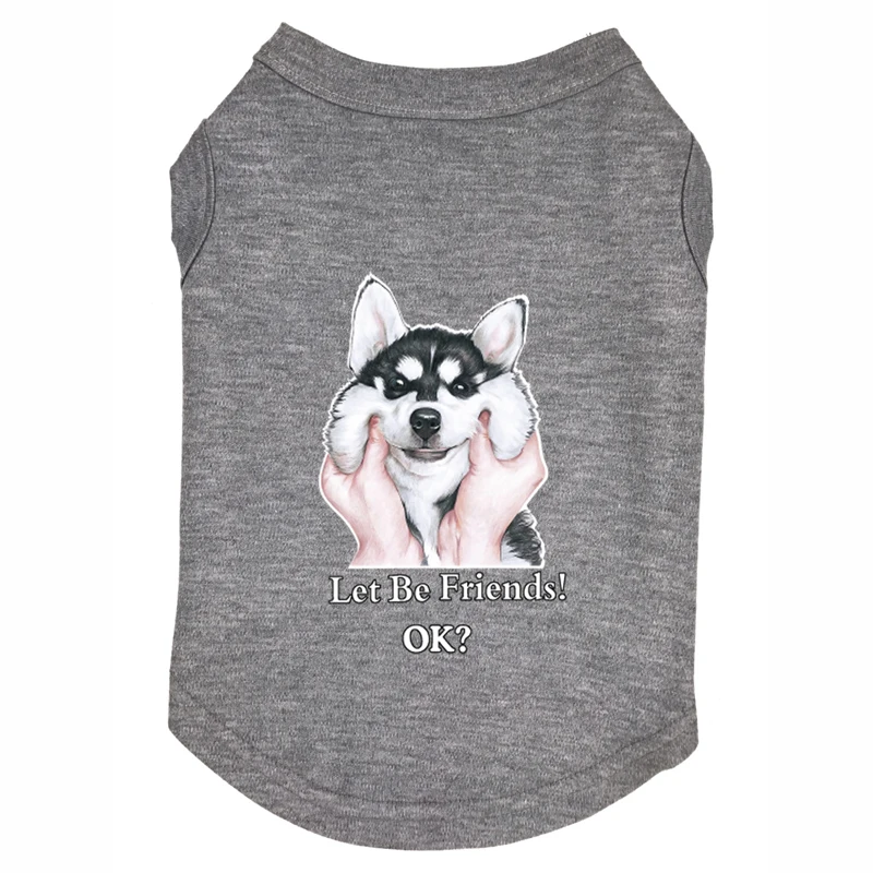 Одежда с принтом Хаски футболки для питомца щенка Полиэстеровая Майки Топы всех