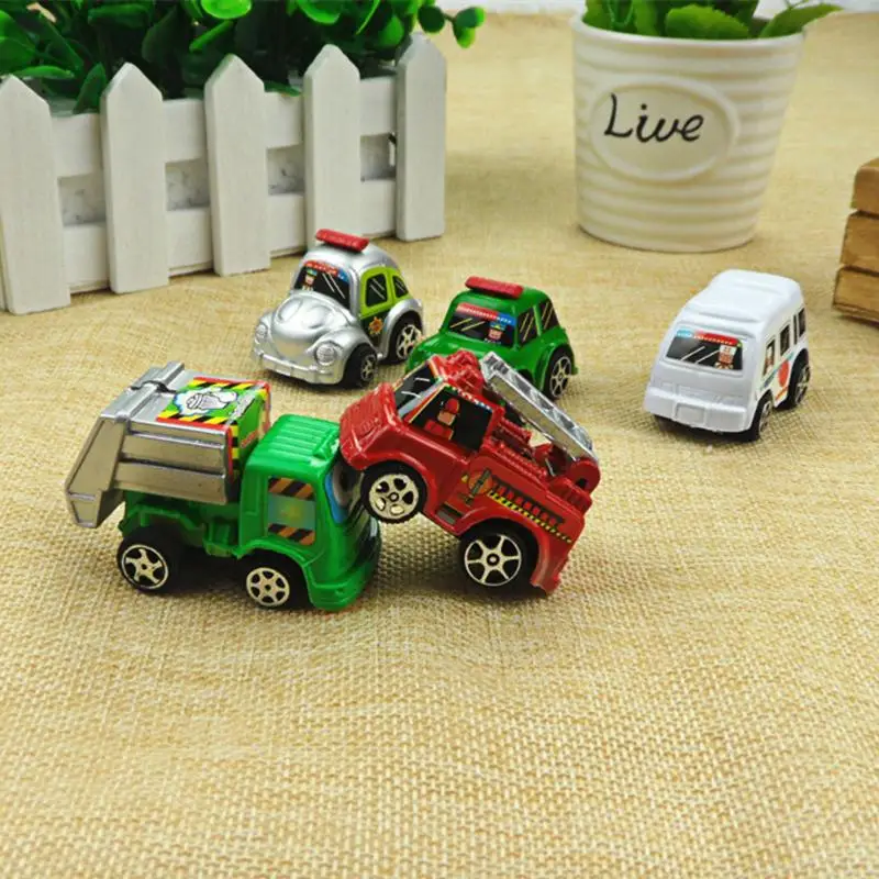 6 шт./компл., мини-автомобиль, игрушка, сплав, Diecasts& Toy Vehicles, модель автомобиля для детей, инерция, Pull Back, автобус, грузовик, троллейбус
