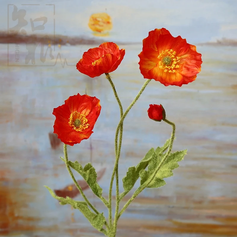 Четыре Papaver цветы 2018 новые различные места декоративные настройки имитация
