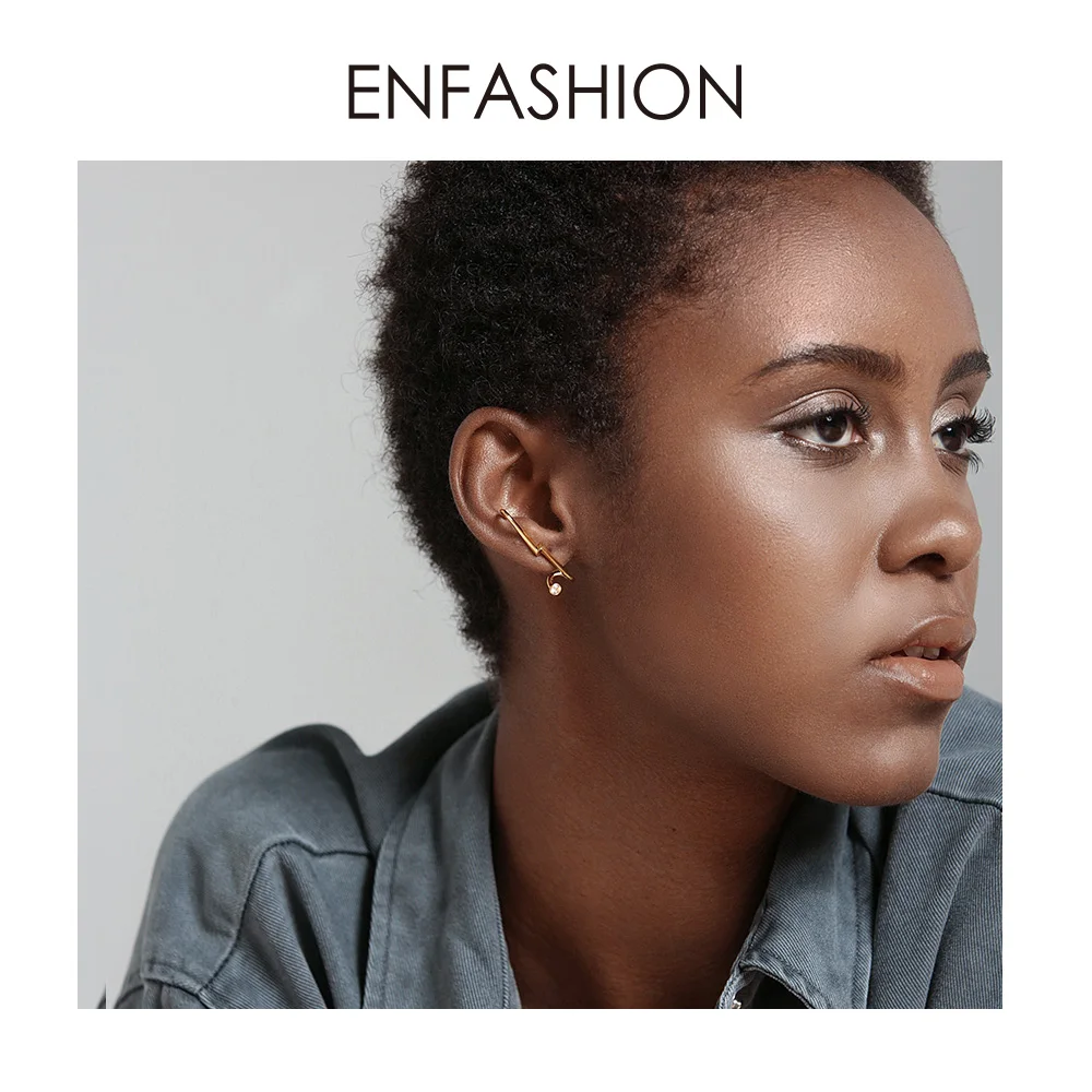 ENFASHION серьги-гвоздики с молнией для женщин, золотые панковские геометрические минималистичные Кристальные серьги, модные ювелирные изделия, Kolczyki EC1040