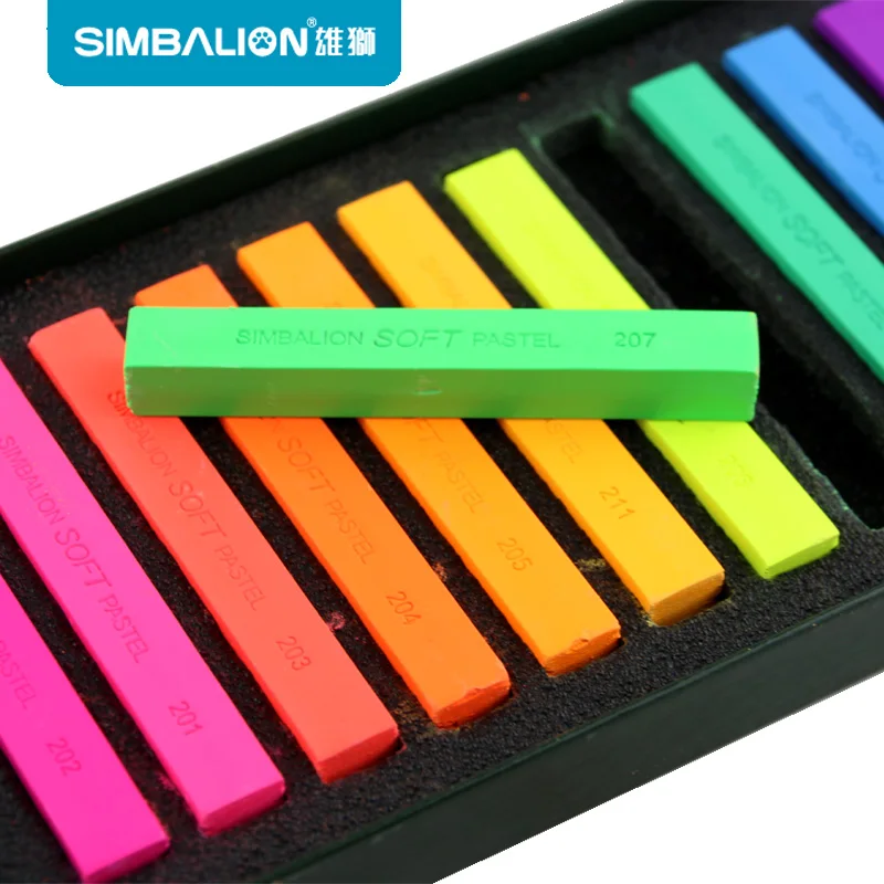 Simbalion мастера пастельные 12 флюоресцентные цвета мягкие пастельные набор художественные принадлежности для рисования