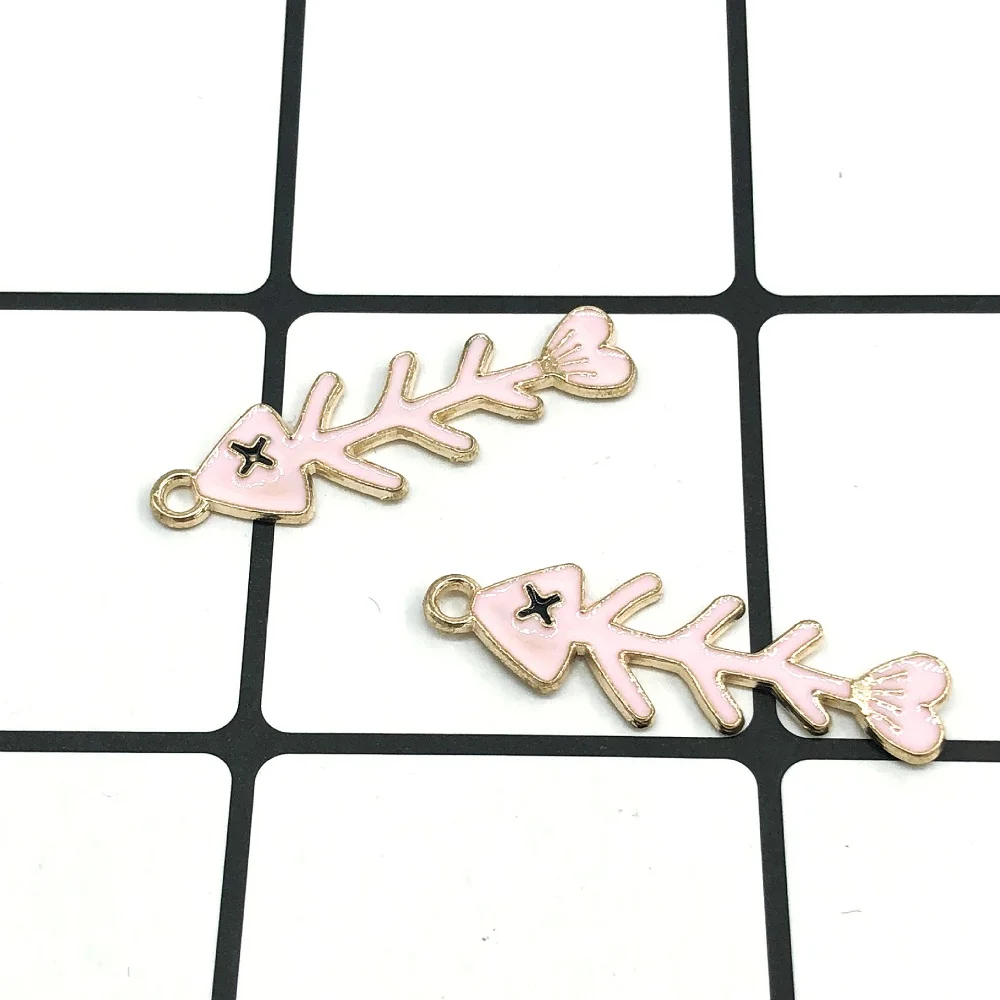 10Pcs/lot High Quality Fashion Enamels Charms Gift Fish Bone Alloy Pendant Bracelet Necklace Jewelry Accessories DIY Craft | Украшения и