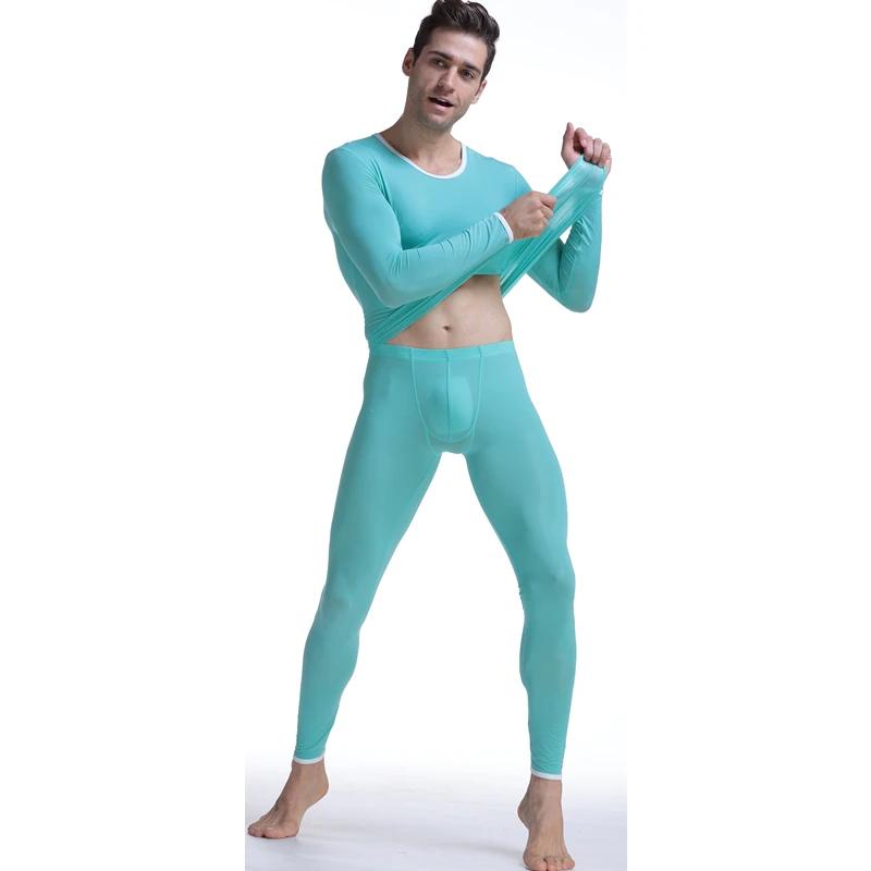 New Aibc men's underwear home viscose long johns tight sexy underwear fashion high-elastic long johns set