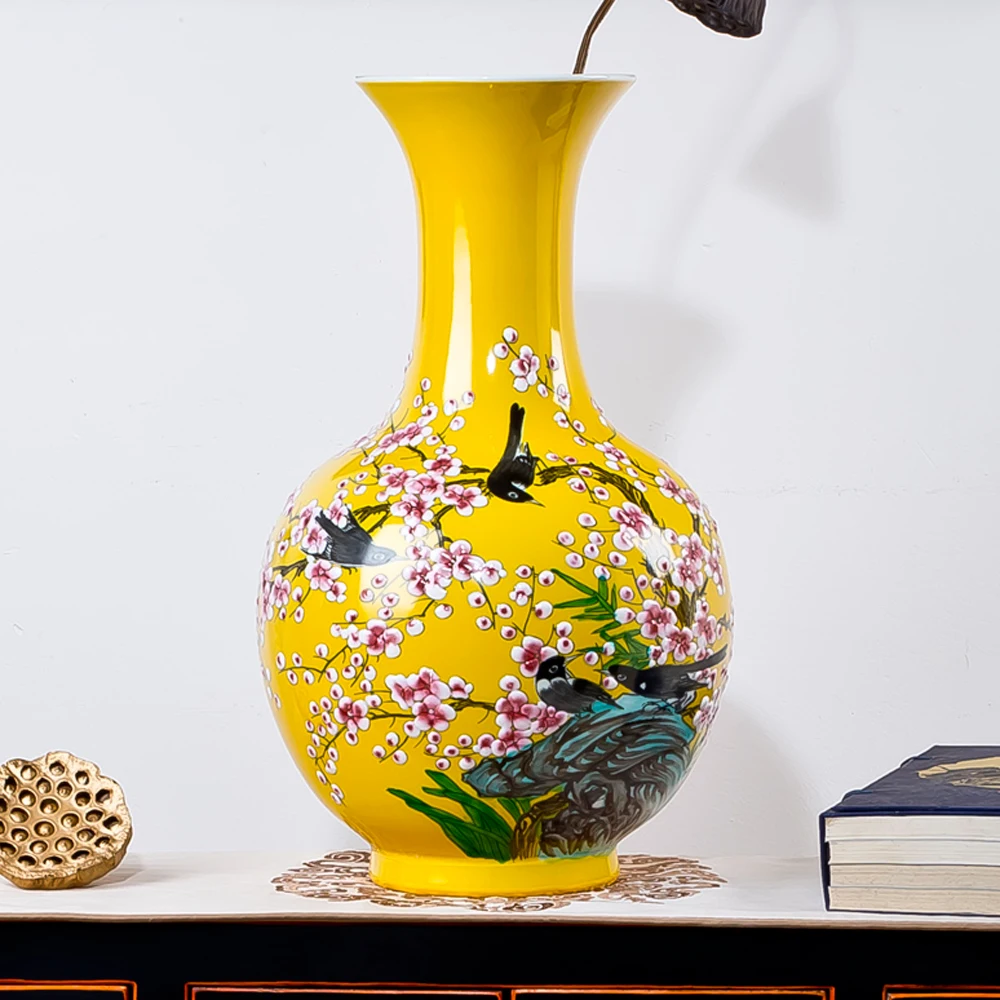 Большая керамическая ваза Jingdezhen с ручной росписью в виде розы украшения для