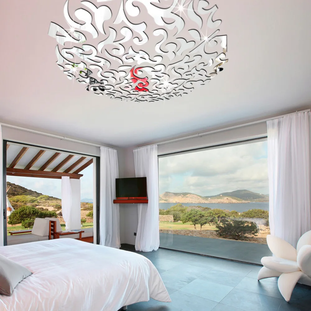 Креативный большой цветок настенные наклейки 3d зеркальные декоративные зеркала