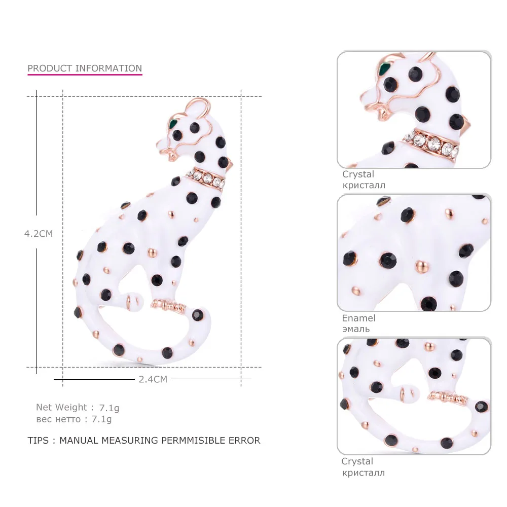 MloveAcc White Enamel Black Spots Leopard Brooches Women Men's Alloy Animal Brooch Pins Girls' Bag Broche Gifts | Украшения и