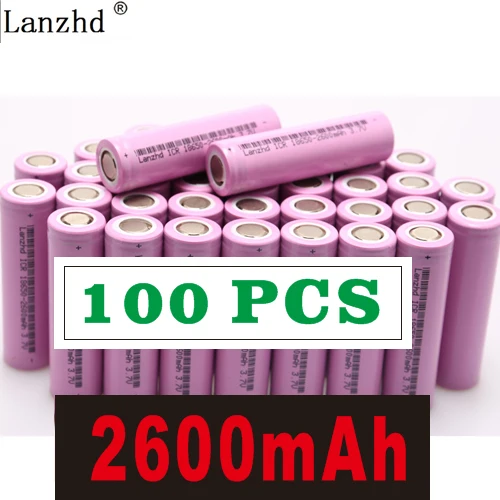 100 PCS 40-240Pcs 18650 Battery 2600mAh li ion Rechargeable Batteries for samsung 18650 3.7V Lithium Battery for Flashlight notebook - Цвет: 100 PCS