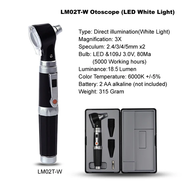 LM02T-W White Light Профессиональный медицинский Otoscopio диагностический светодиодный отоскоп ушной заботы Домашний медицинский диагностический эндоскоп очиститель с 8 наконечниками - Цвет: LM02T-W White Light