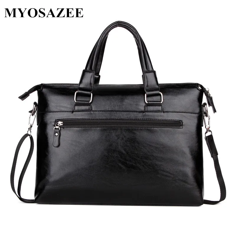 MYOSAZEE Fashion Brand Business Men Briefcase Bag Shoulder Male PU Leather Laptop Bag Simple Crossbody Bags Messenger Boys