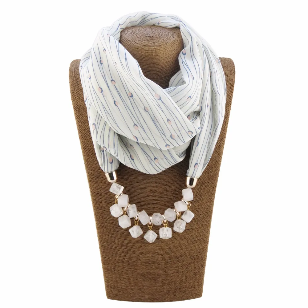 RUNMEIFA High Grade Colorful Voile Scarf Necklace Pearls Pendant For Women Jewelry Femme Eleagnt Accessories Echarpe |