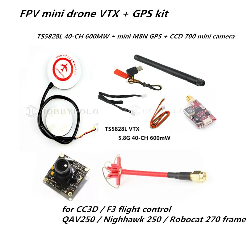 DIY FPV-системы мини Drone VTX комплект ts5828l 40-ch + m8n GPS CCD 700TVL камера для cc3d F3 naze32 qav250 nighhawk 250