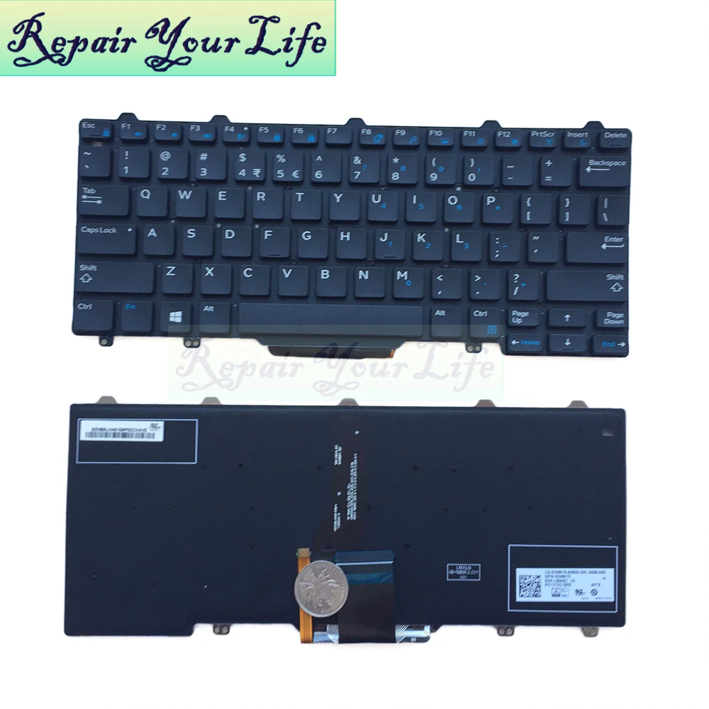 Сменные клавиатуры для ноутбука DELL Latitude E7270 E7250 13 7000 7350 03WN15 US раскладка с