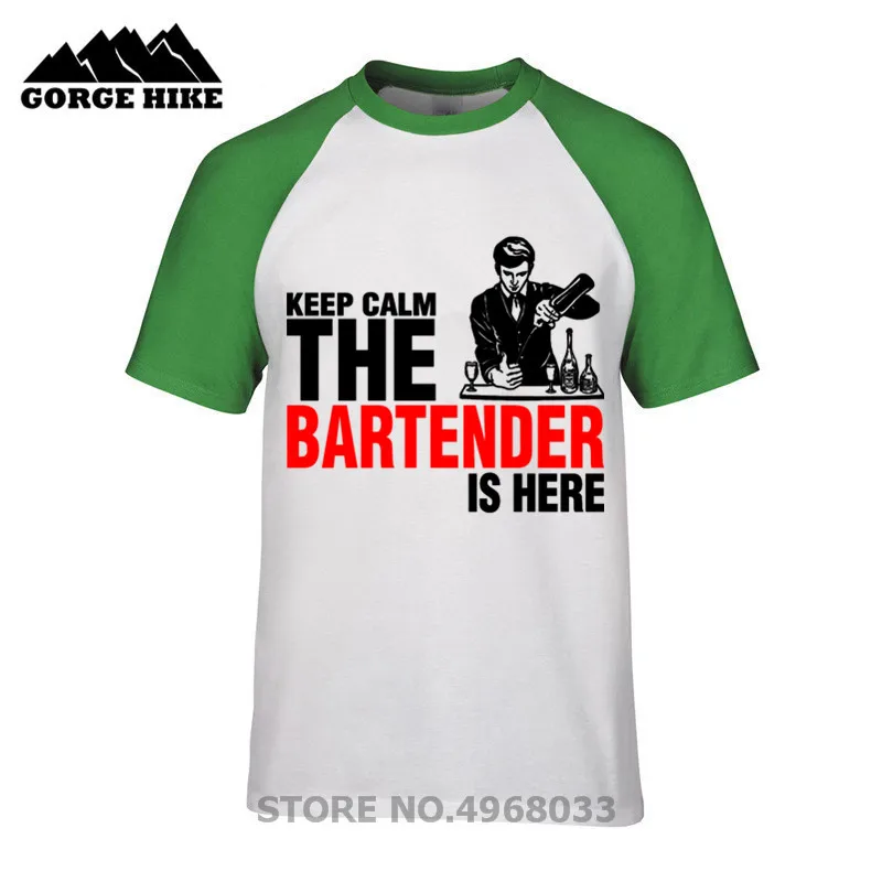 2019 летняя забавная Футболка с принтом Keep Calm The Bartender Is Here Фитнес Повседневная