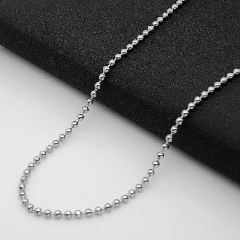 1Pc 316 Men's Stainless Steel Basic Chains Round Box Bead Ball Link Chain Necklace In Black Silver Tone Unisex Men Jewels | Украшения и
