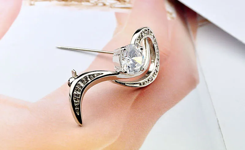 Модная женская брошка из стерлингового серебра 925 пробы с инкрустированным