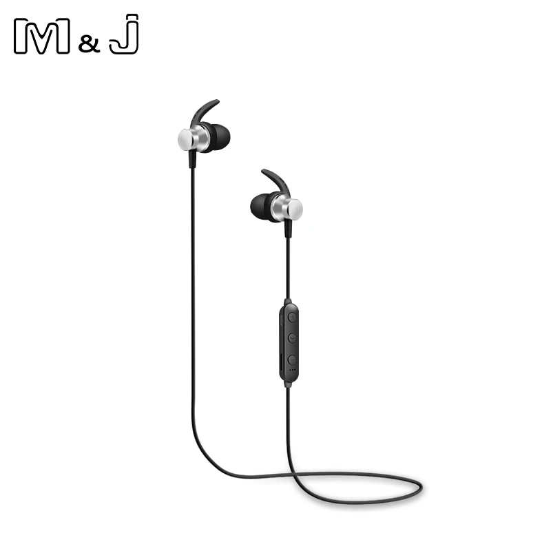 Серебристый M& J bluetooth-наушники на шею магнит TF карта беспроводные наушники для Xiaomi iPhone наушники стерео auriculares fone de ouvido - Цвет: Серебристый