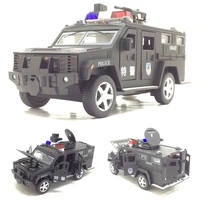 high simulation 132 alloy pull back car model swat cop suv metal toy vehicles musical flashing kids gifts toys free shipping