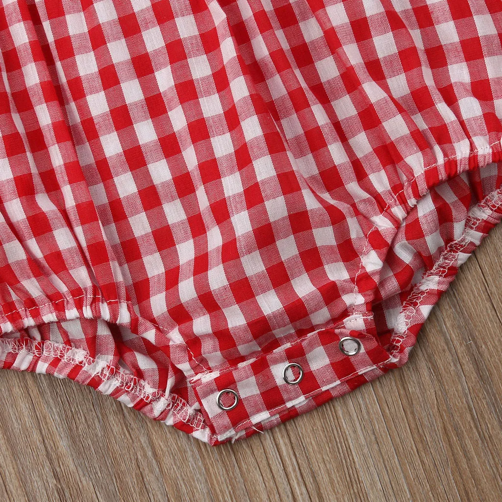 

LONSANT Baby Clothes Toddler Sleeveless Plaid Tops Bodysuit Newborn Baby Button ruffle Bodysuit Girl Boy cotton Clothes