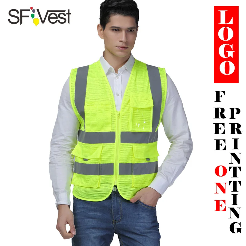 SFVEST HI VIS VIZ полиэфирные ленты жилет высокая видимость Рабочая безрукавка