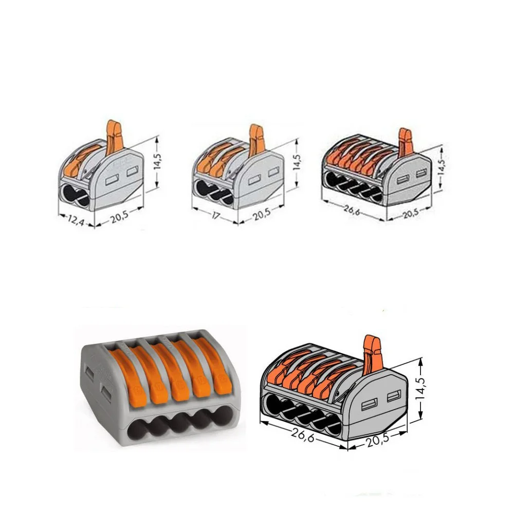 Универсальный Компактный соединитель провода 2 Pin 3 5 проводник PCT-212 пружинный