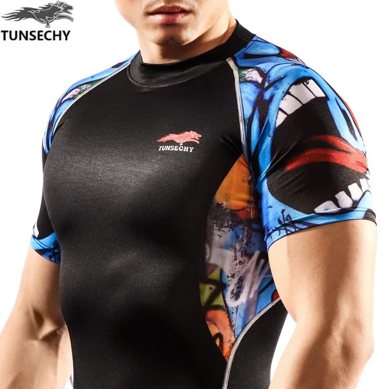Мужские компрессионные рубашки облегающие термо футболки с коротким рукавом