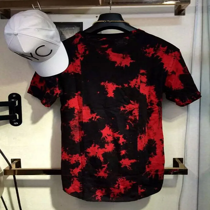 2017 бальзам хип хоп Уличная футболка галстук краситель топы тройник удлиненная