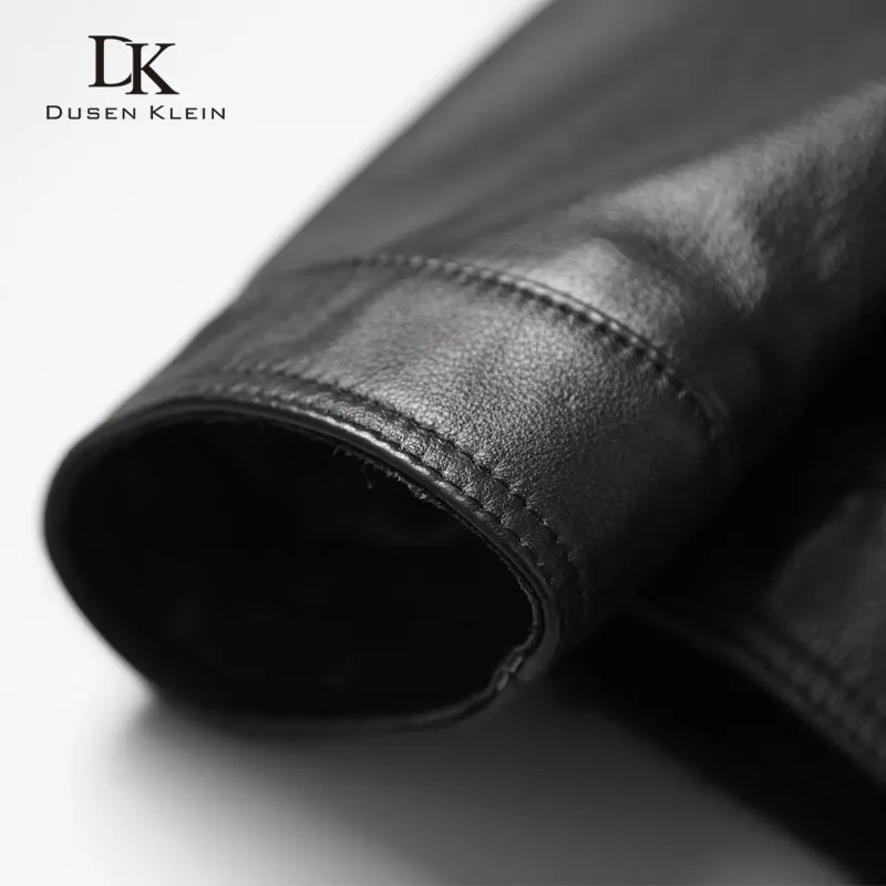 Мужская куртка из натуральной кожи Dusen Klein черная короткая коровьей на осень