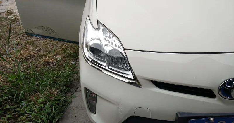 Нержавеющая сталь спереди бровей фары крышка фар планки для Toyota Prius ZVW30 facelift 2012 2013