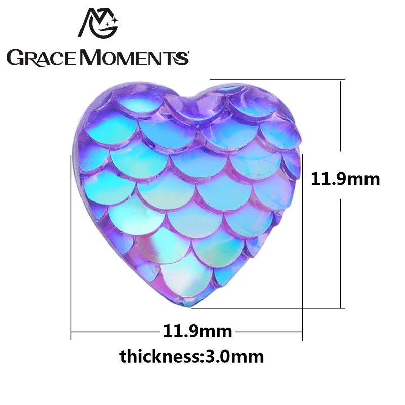 Grace Moments 100 шт 12 мм в форме сердца рыбные весы полимерные Распорки блестящие