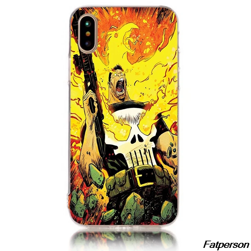 Каратель жесткий прозрачный чехол для телефона Apple iPhone 6 6s plus 7 7plus 8 8plus X10 5 5s 5c 4 4s