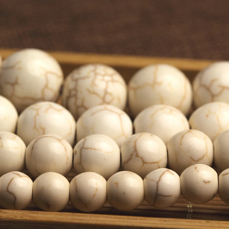 Бусины Из Натурального белого бирюзы Howlite круглые свободные бусины из