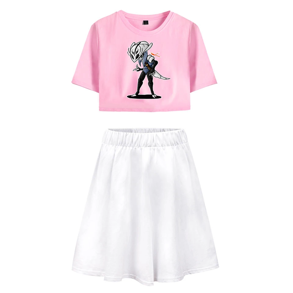 

2019 Hollow Knight Fashion Women Two Piece Set Summer Short Sleeve Crop Top+Skirt Hot Sale Casual Trendy Streetwear Clothes