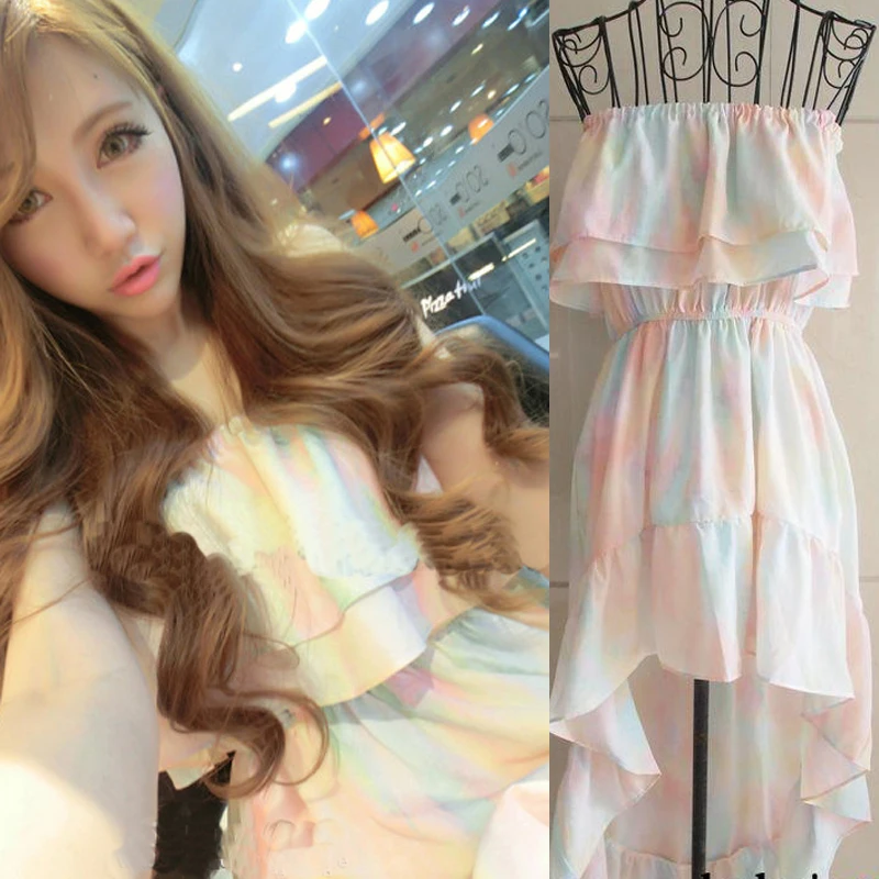 

2015 Summer new bohemian dress thin Bra refreshing sweet chiffon dress