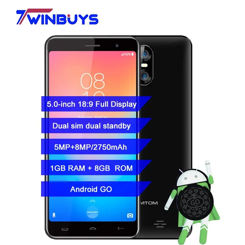Оригинальный HOMTOM C13 3g WCDMA мобильного телефона Android GO 1 GB Оперативная память 8