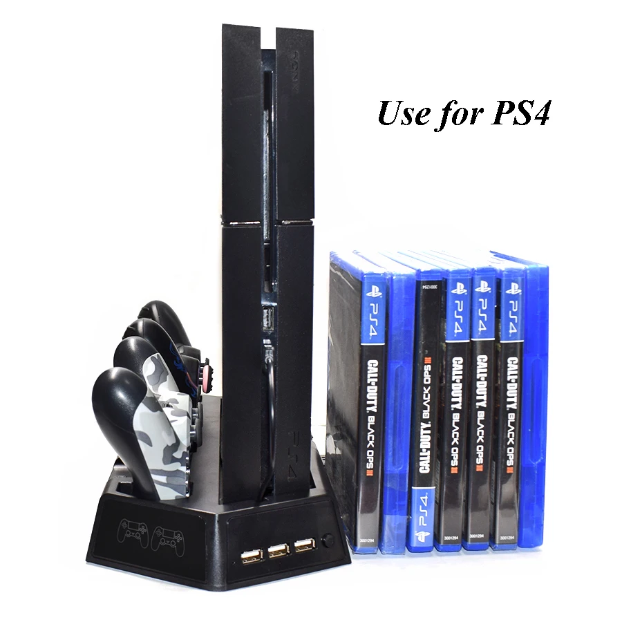 PS4 Slim PRO светодиодный вертикальный стенд с охлаждающим вентилятором кулер двойной контроллер зарядное устройство зарядная станция для SONY Playstation 4