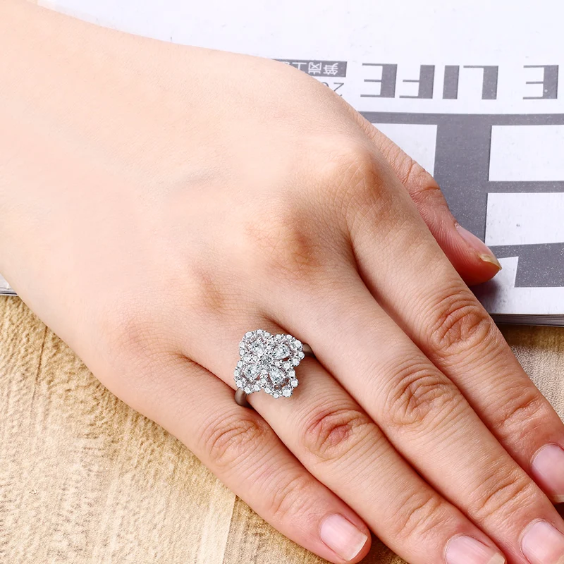 Женское кольцо из серебра 925 пробы с цветком|engagement rings for women|engagement ringrings women |