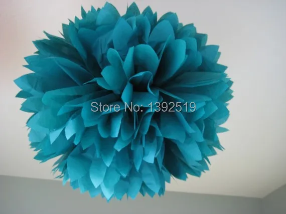 Бесплатная доставка 50 шт папиросная бумага помпон смешанный 5 размеров бирюзовый
