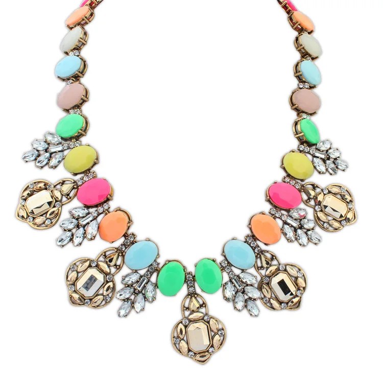 Big Brand Fashion Imitation Gemstone Rhinestone Choker Necklace Clavicle Chain Exaggerated Women's Jewelry Bijoux Collier | Украшения и