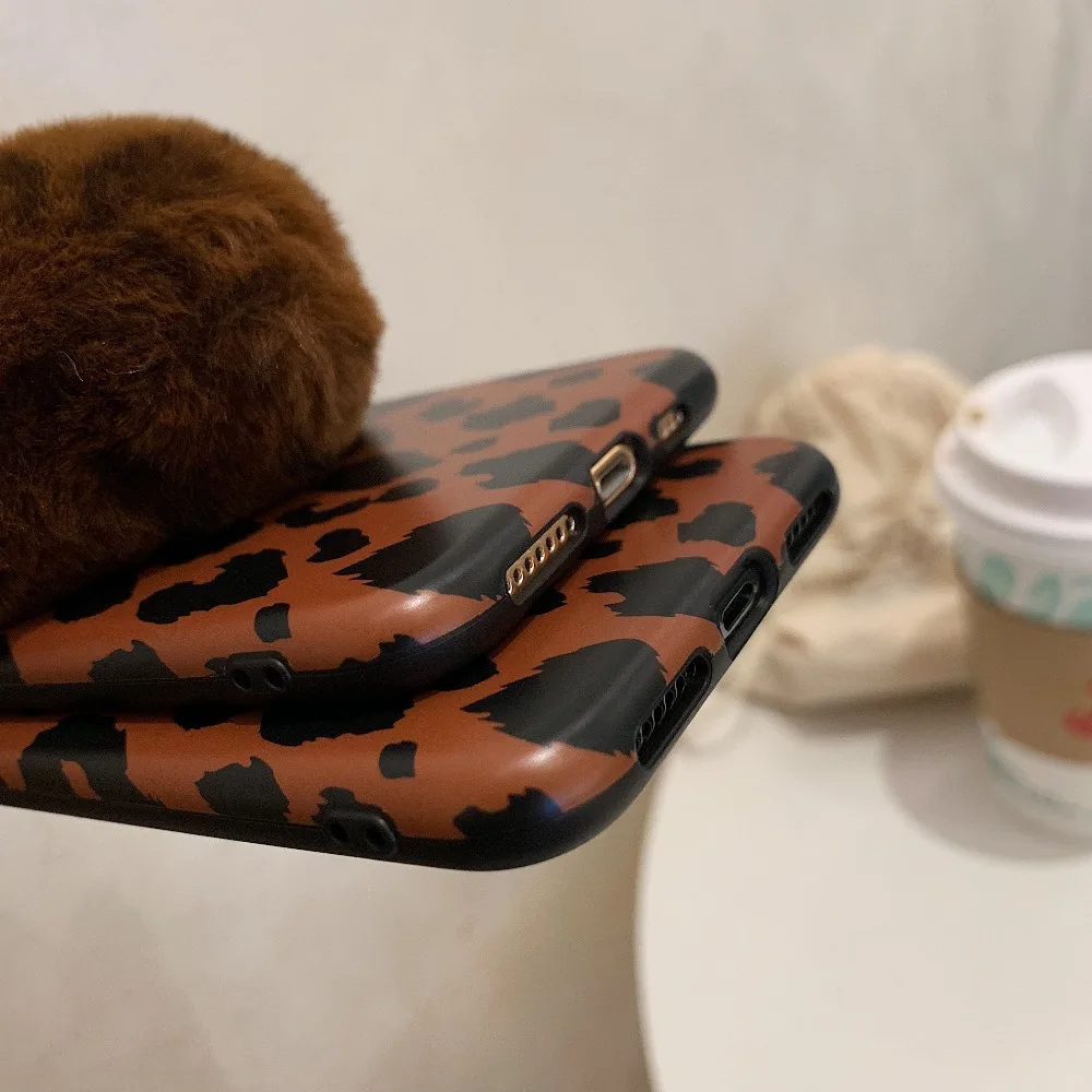 Luxury Leopard print Plush Silicone Phone Case For iphone X 6 6S 7 8 Plus Cases XR XS Max Soft Tpu Back Cover |